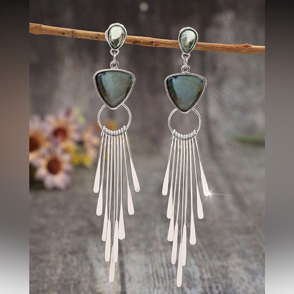 Elegant Silver Dangle Earrings M549